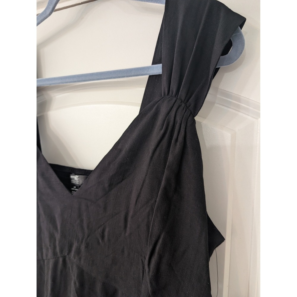 Terra & Sky Black Label Plus Size 1X 16W-18W Black Rayon Midi Dress V-Neck NWT - Picture 2 of 8